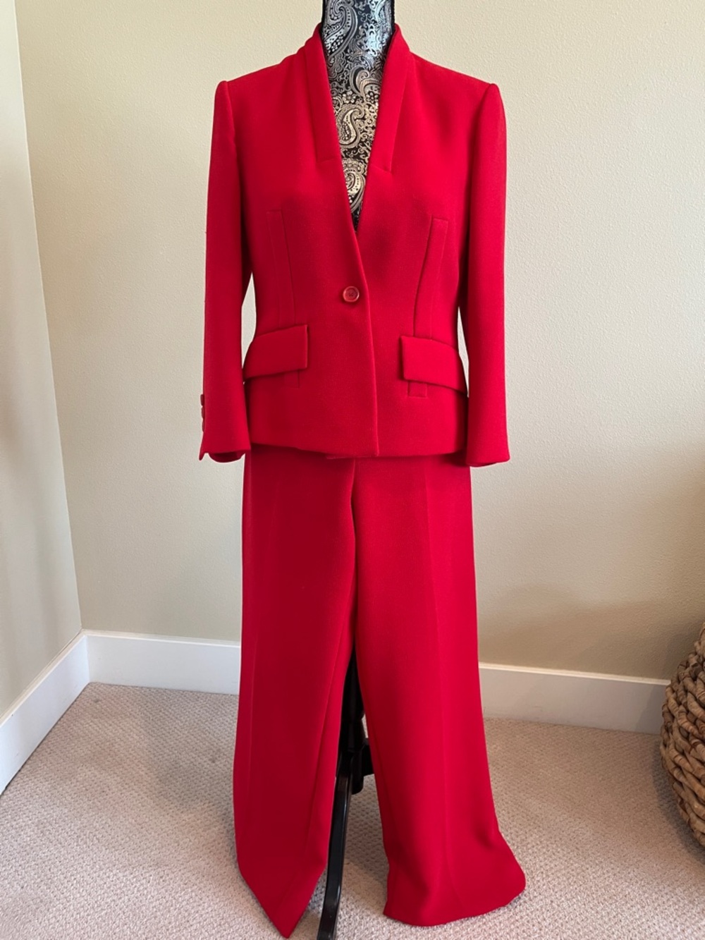 Karen Millen Red Tailored Two-Piece Pant Suit Size 8